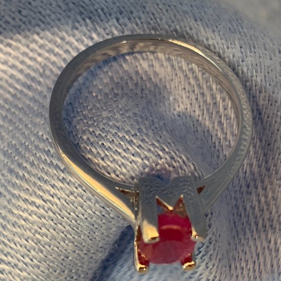 Solid Sterling Silver and Pale Ruby Minimalist Ring Size 7-Mood:Rosé Rocket Fuel - Picture 13 of 15